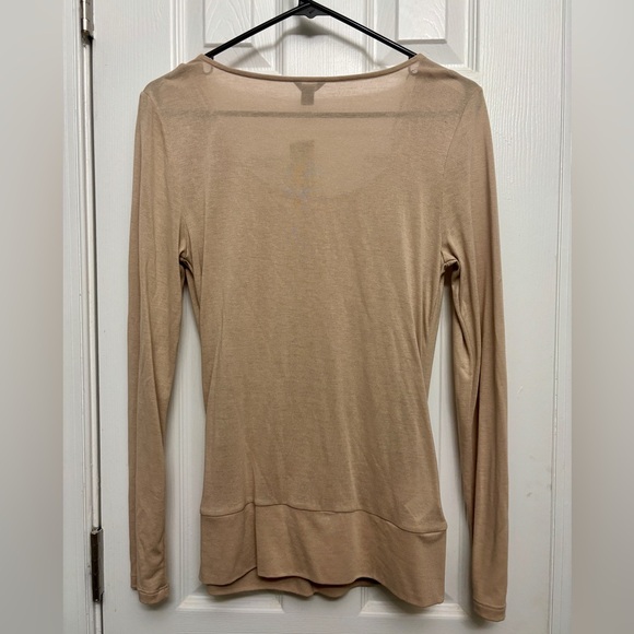 Ann Taylor Beige Drape Front Blouse | Long Sleeve Work Top | NWT - Picture 3 of 3